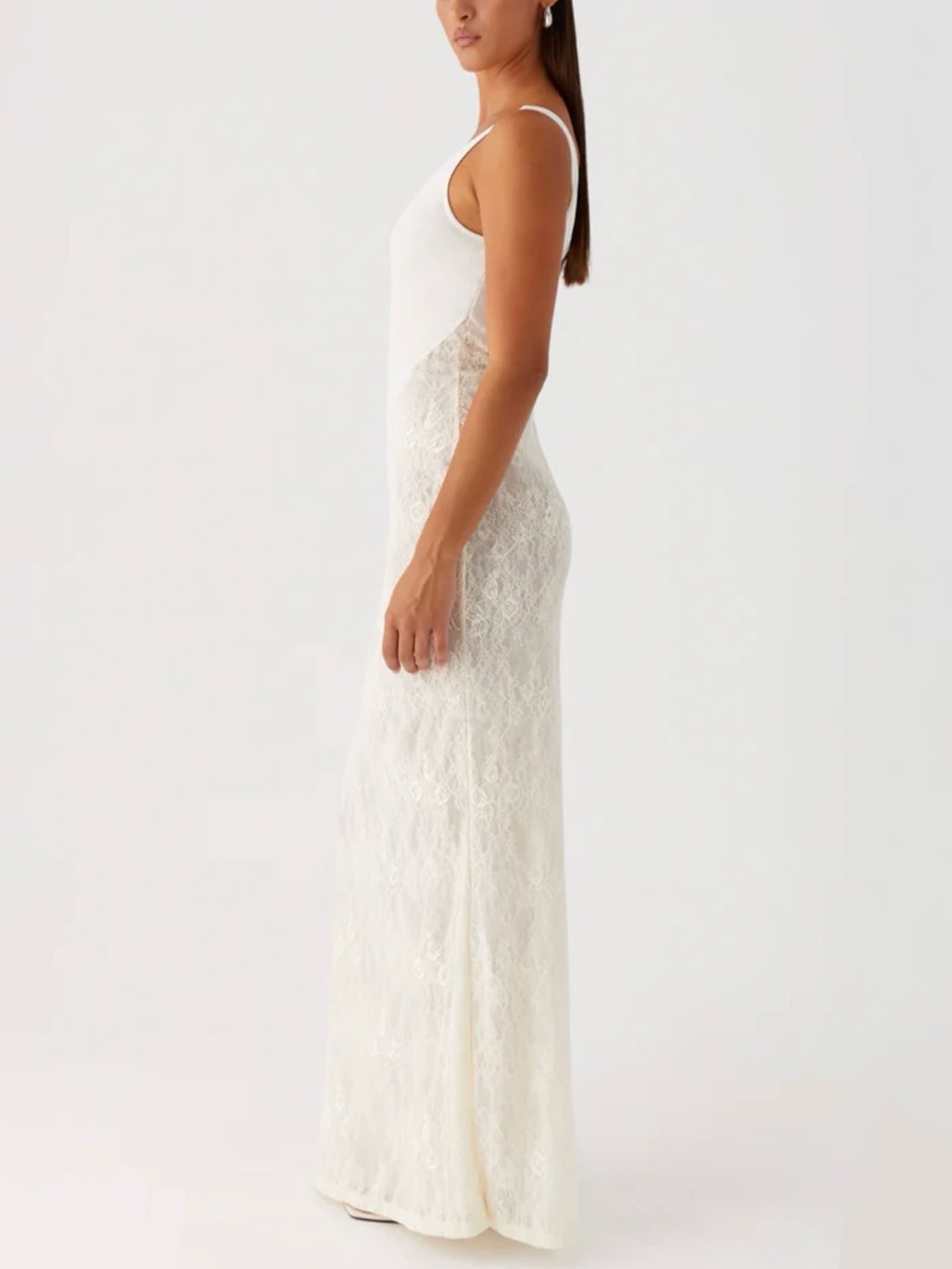 Peppermayo Twilight Dreams Maxi Dress 12 Ivory Green Lace Mesh Sheer - Picture 4 of 11